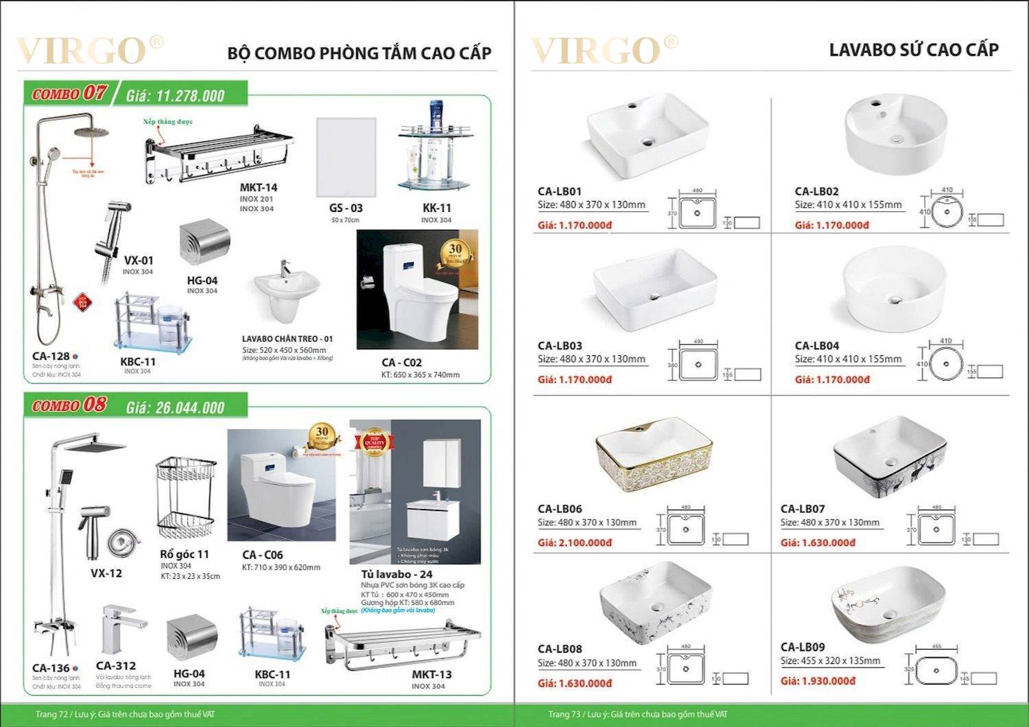 Catalogue và bảng giá Thiết bị vệ sinh VIRGO mới nhất /Page 37